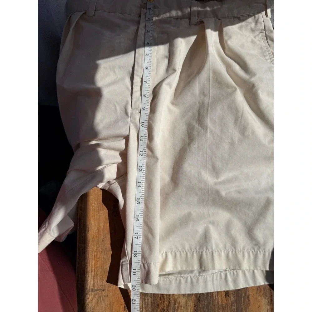 Vintage Polo Golf Ralph Lauren Khaki Pleated Shorts Mens 37 Crest‎ Logo 90s Tan